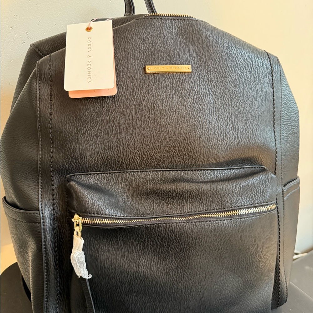 Poppy & Peonies Black Backpack